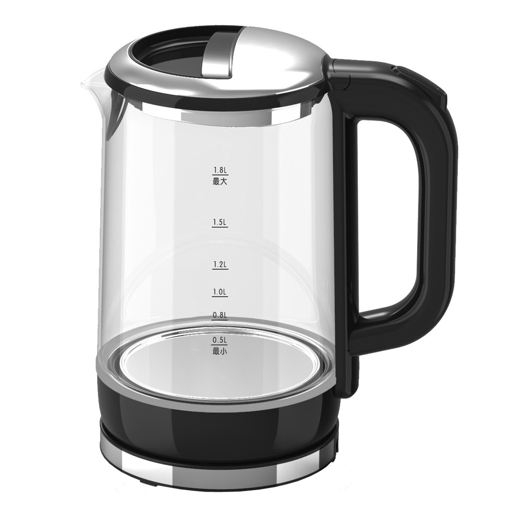One Touch Button Clear Glass Kettle With Led Lights High Borosilicate Glass